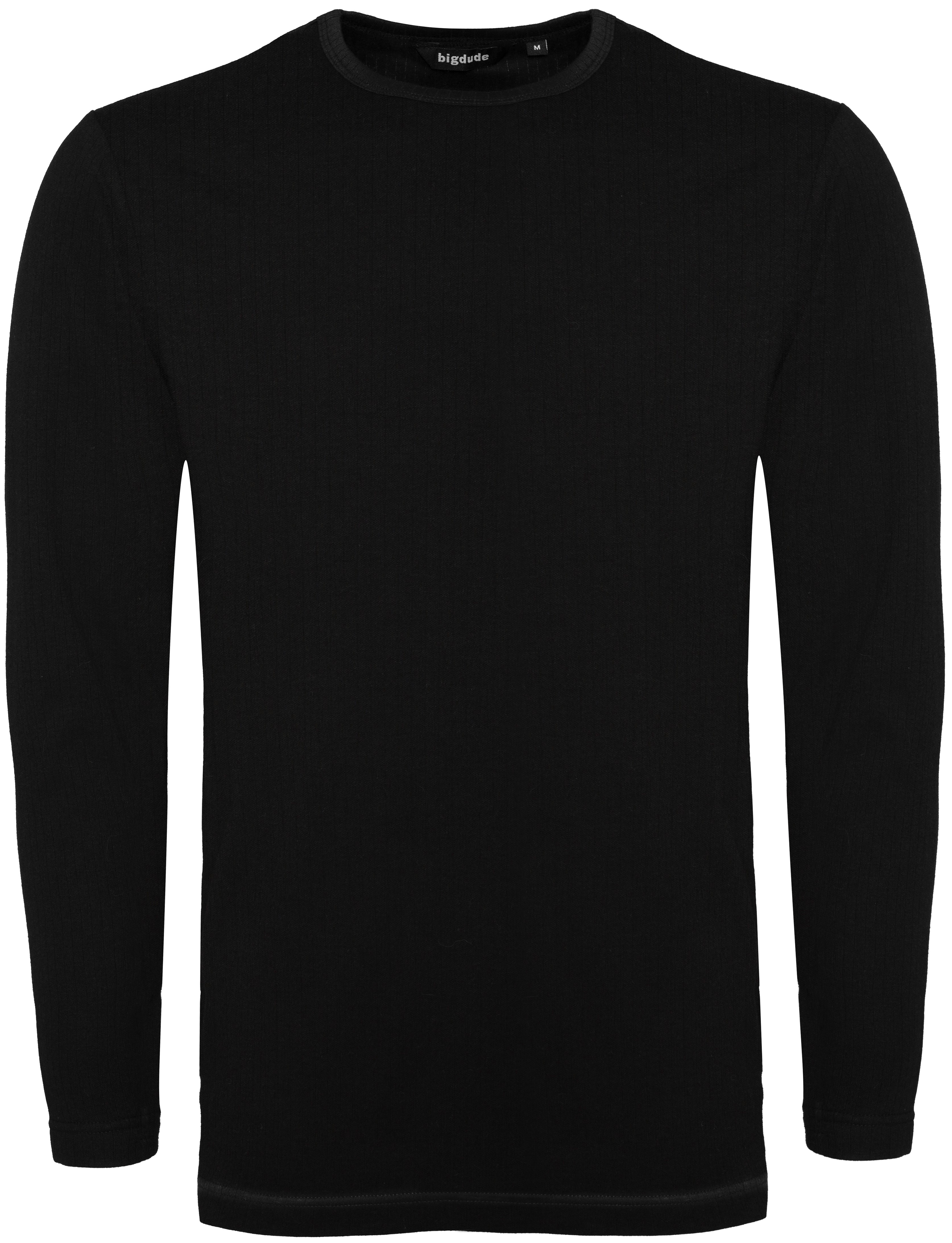 Bigdude Long Sleeve Thermal T-Shirt Black Tall | BigDude